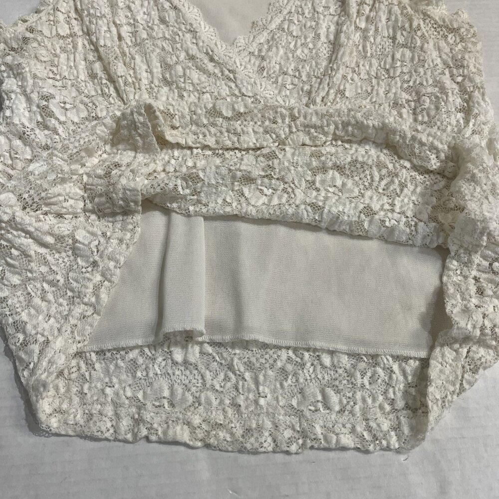 Vintage Y2K Babydoll Top White Sheer Lace Size XL Coquette Cottagecore Romantic - Picture 10 of 10